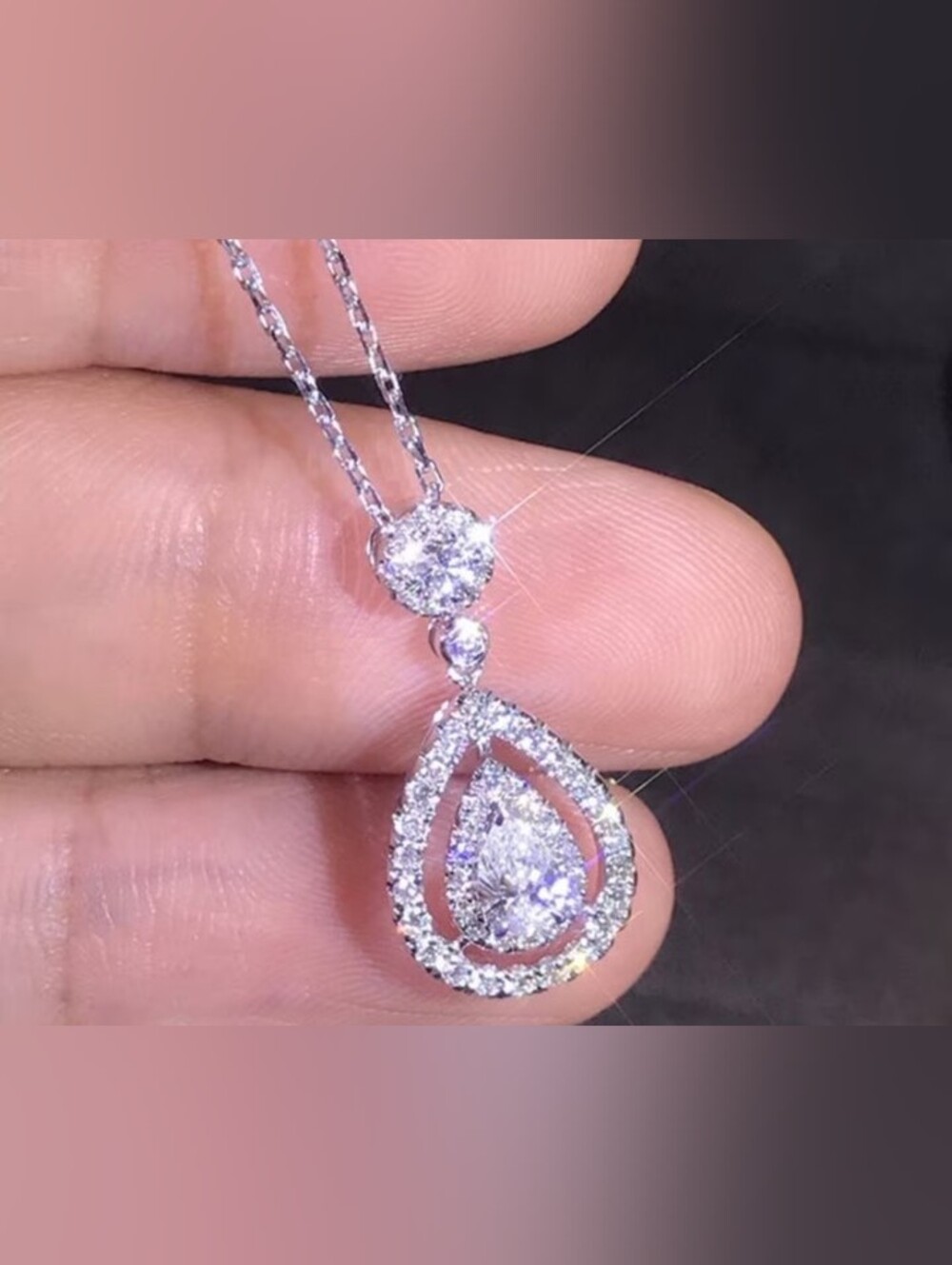 ♥️G $8 Each Or Bundle 4/$20 Silver Teardrop Cubic Zirconia Pendant Necklace